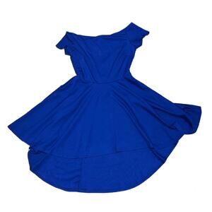Women’s Size medium royal blue fit and flare dress off the shoulder dress